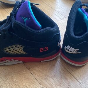 Vibrant Black and Red Kids Sneakers